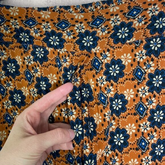 NEW Smythe Printed Wide Leg Cropped Pants Batik Floral Size XS Rust Floral Boho - Picture 6 of 12